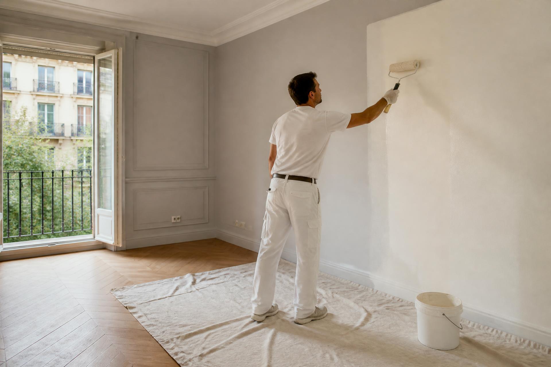 Aplicación de pintura en el interior de una vivienda