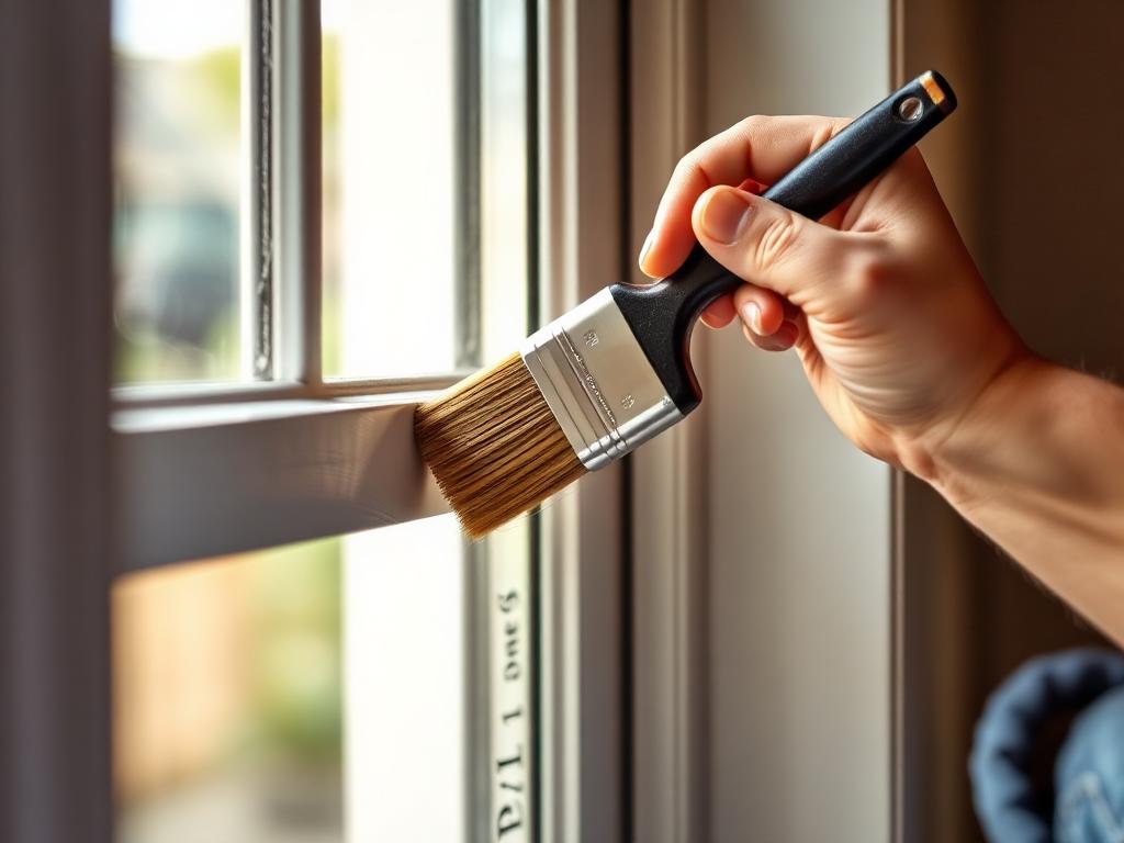 Detalle de aplicación de pintura en una vivienda